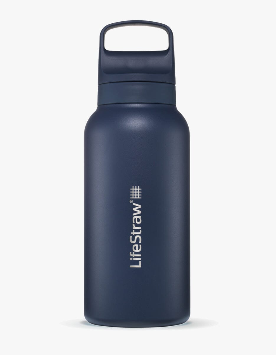 LifeStraw Go filterflaske i blå rustfritt stål, 1 liter, fra OPTIFY