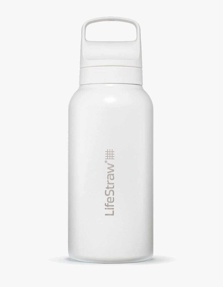 LifeStraw Go filterflaske i hvit rustfritt stål, 1 liter, fra OPTIFY