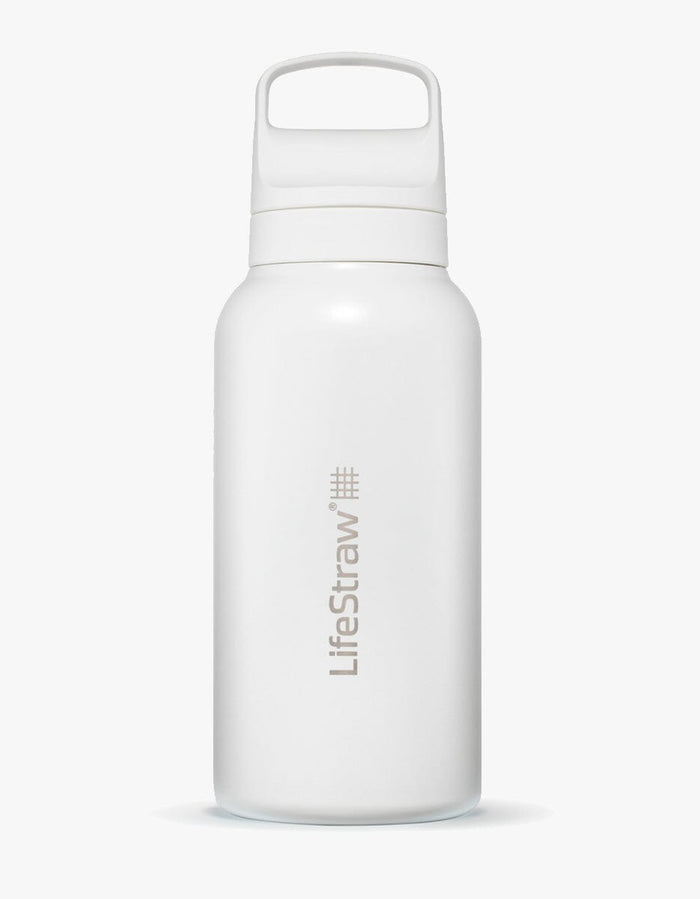 LifeStraw Go filterflaske i hvit rustfritt stål, 1 liter, fra OPTIFY