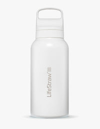 LifeStraw Go filterflaske i hvit rustfritt stål, 1 liter, fra OPTIFY