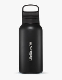 LifeStraw Go filterflaske i svart rustfritt stål, 1 liter, fra OPTIFY