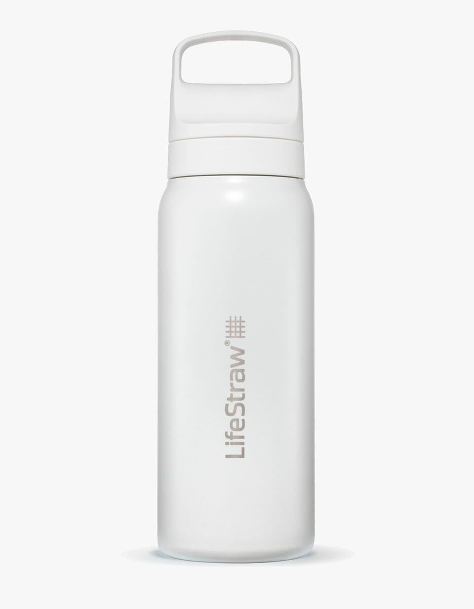 LifeStraw Go filterflaske i hvit rustfritt stål, 0,7 liter, fra OPTIFY