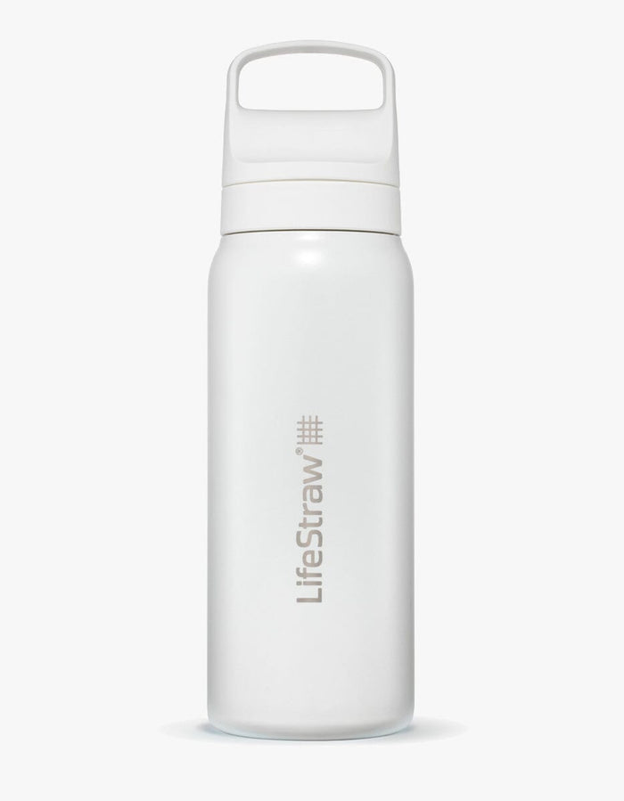 LifeStraw Go filterflaske i hvit rustfritt stål, 0,7 liter, fra OPTIFY