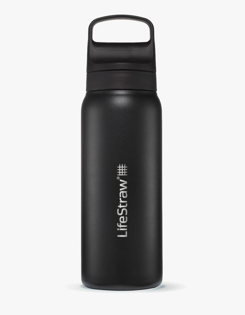 LifeStraw Go filterflaske i svart rustfritt stål, 0,7 liter, fra OPTIFY