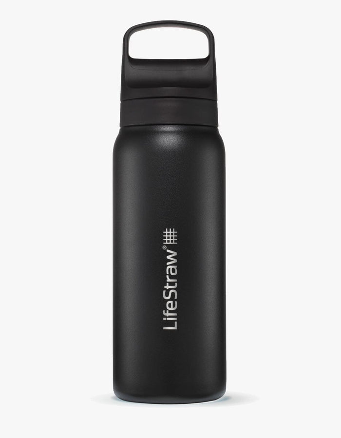 LifeStraw Go filterflaske i svart rustfritt stål, 0,7 liter, fra OPTIFY